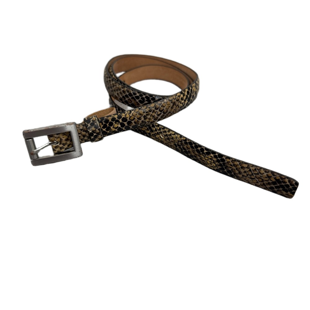 Banana Republic Belt Womens Medium Brown Black Snakeskin Print Skinny Leather